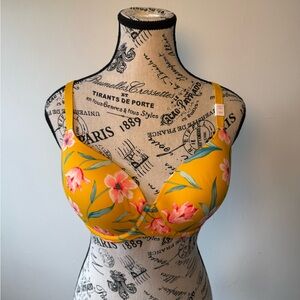 Pink where everywhere lightest lined Floral Yellow‎ Bra